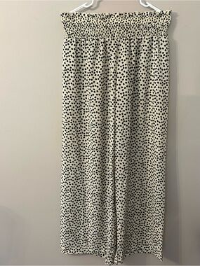 Cream Flowrr Dot Smocked Dress Pant